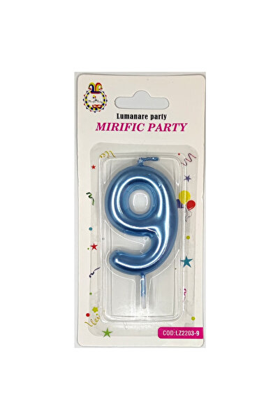 Mirific Party Lumânare albastră pentru tort, 6 cm, numărul 9