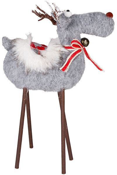 Herdekora Christmas Ornament, Deer, Gray - Wooden Legs, 24X35 cm