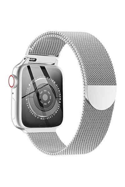 Mevis Line Curea SmartWatch pentru Apple Watch 42/44/45/49 mm, oțel inoxidabil, impermeabilă, silicon metalic