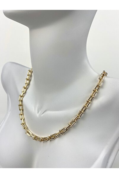 Mazzy قلادة من الفولاذ طراز تيفاني ذهبية اللون