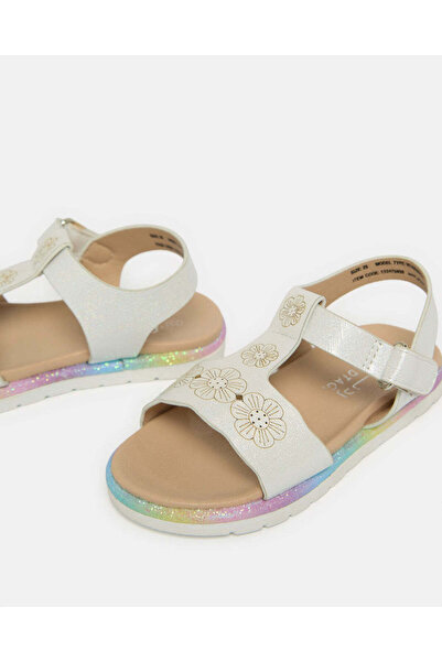 REDTAG Infant Girls White Floral Embellished Sandals