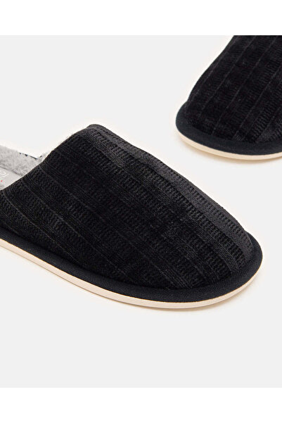 REDTAG Men Black Crochet Textured Slippers