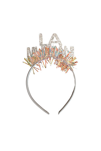 Mirific Party Glitter Headband, Silver, 'La Mulți Ani' (Happy Birthday)