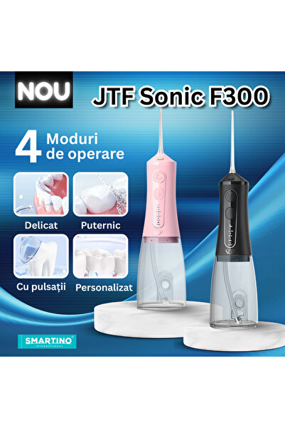 JTF Irigator bucal portabil, Sonic, F300 (9 capete, cablu de încărcare), Negru