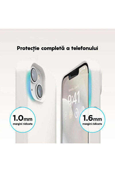Casey Studios Husa Soft Silicone iPhone 14, Microfibra in Interior, de Protectie, Slim, Alb