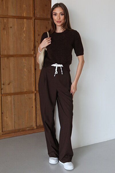 VAGGON Lace-Up Double Pocket Palazzo Pants