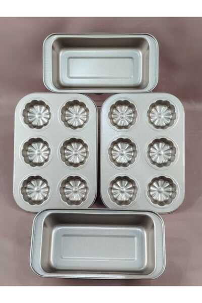 AR 4-piece cake pan set, gold color