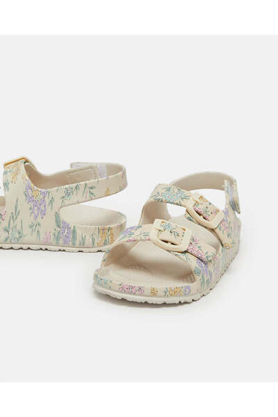 REDTAG Girls Beige Floral Print Slides