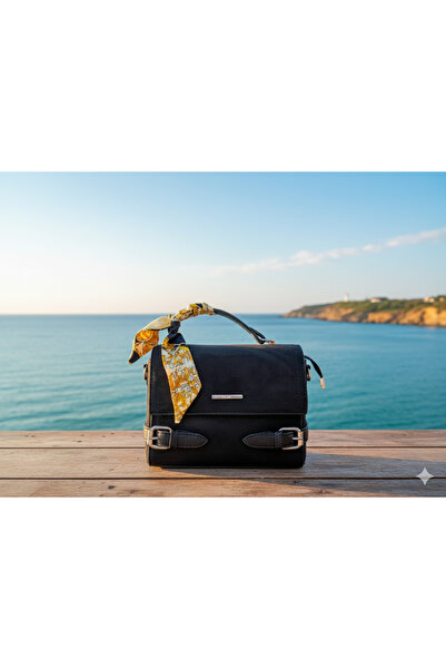 Asel Kadın Siyah Süet El ve Çapraz Çanta