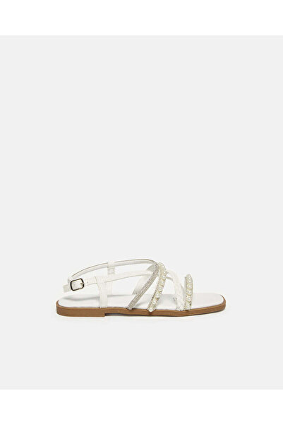 REDTAG Senior Girls White Pearl Embellished Sandal