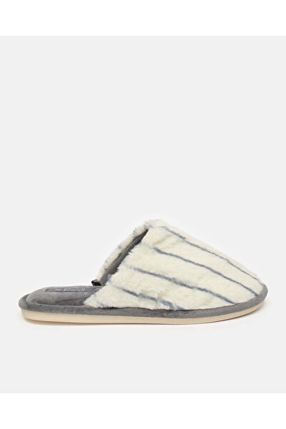 REDTAG Men White And Grey Striped Slippers