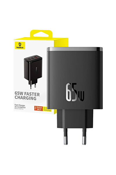 Baseus 2xUSB-C/USB-A, Polycarbonate, 65 W, Black