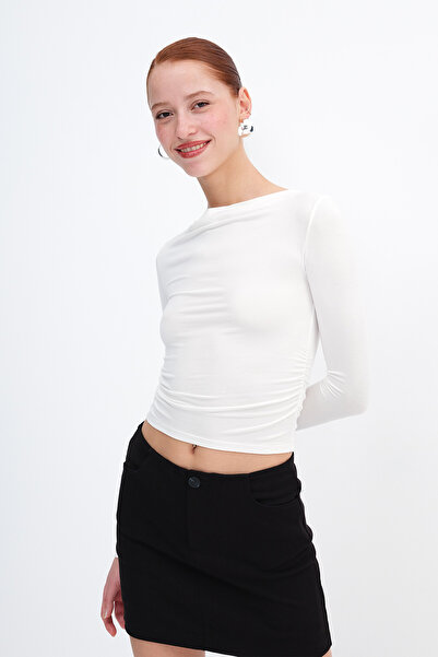 Addax Gathered Side Blouse B0654