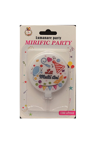 Mirific Party Lumânare pentru tort - albă, aurie, multicoloră, 6 cm, „La mulț...