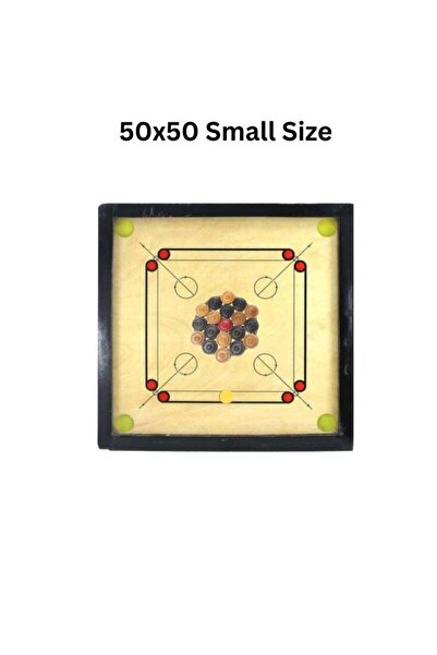 Premium لعبة الكيرم اللوحية مع العملات المعدنية والمضرب - صغيرة