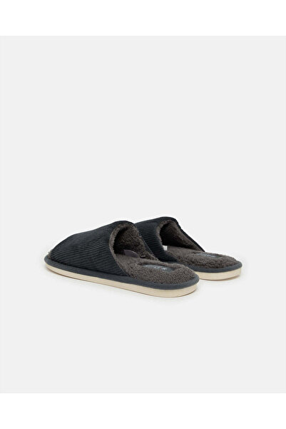 REDTAG Men Charcoal Textured Slippers