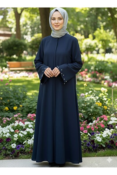 Çt Çeyizci Tekstil Simple Daily Full Length Navy Blue Robe