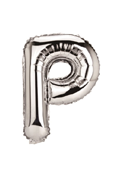 Mirific Party Balon petrecere, folie metalică argintie, 80 cm, litera P