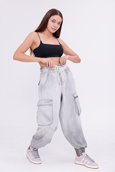 happinice Casual Fit Women's Gray Pocket Jogger Pants