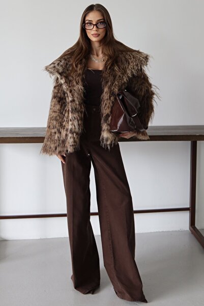 VAGGON Wide Collar Tasseled Premium Fur Coat