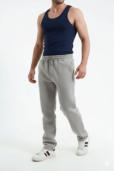 fh fashionhere Men's Oversized 3 Thread Baggy Cotton Stone Color Sweatpants with Back Pockets