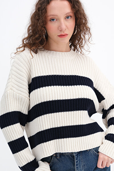 Addax Striped Knitwear Sweater K3501