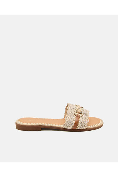 REDTAG Women Beige Stitched Embellished Mule