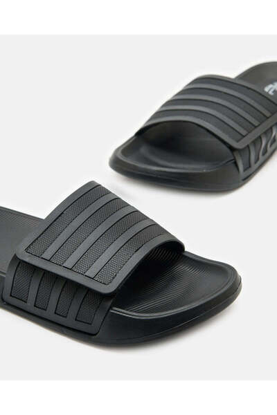 REDTAG Men Black Velcro Slide