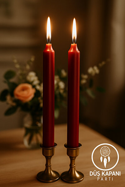 düskapanıparti Romantik Dekorasyon Mum Seti – Parlak Metalik Şamdan Mumları (...