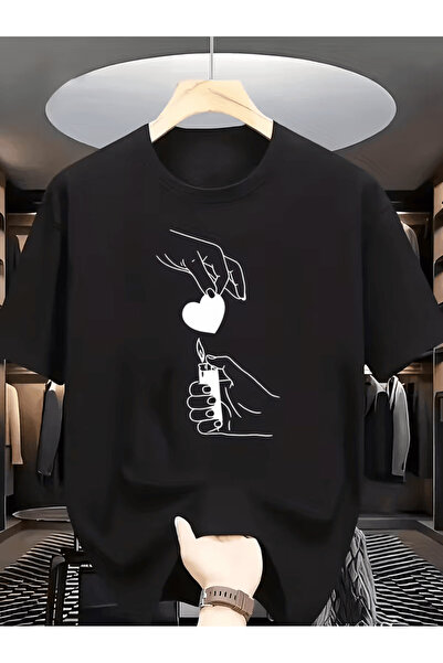 ALEYZA MODA تي شيرت رجالي يانان كار مطبوع قصة فضفاضة