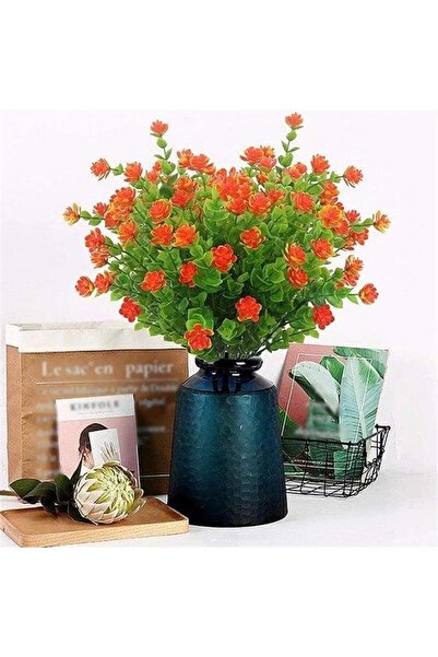 DEFNE DECOR Yapay Çiçek Kırmızı Mineli Şimşir Okalitus Dekoratif Yapay Bitki