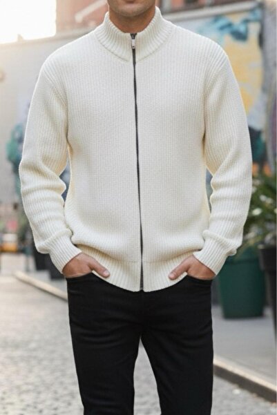 Oksit Loken Full Zip Mock Neck Thick Men's Cardigan