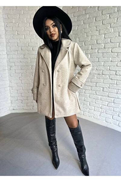 moneta boutique Women's Cashmere Textured Lined Cashmere Coat