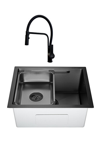SanDonna KITCHEN SINK SET HD5040 BLACK + ANDRA MIXER, TOTAL BLACK