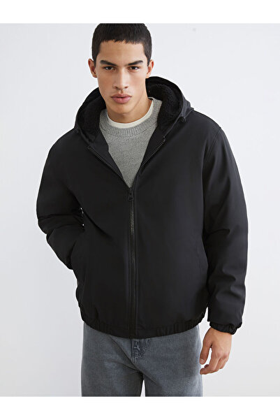LC Waikiki Xside Black Standard Fit Hooded Men's Coat