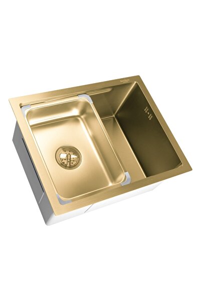 SanDonna KITCHEN SINK SET HD5040 GOLD + ANDRA MIXER, GOLD-BLACK