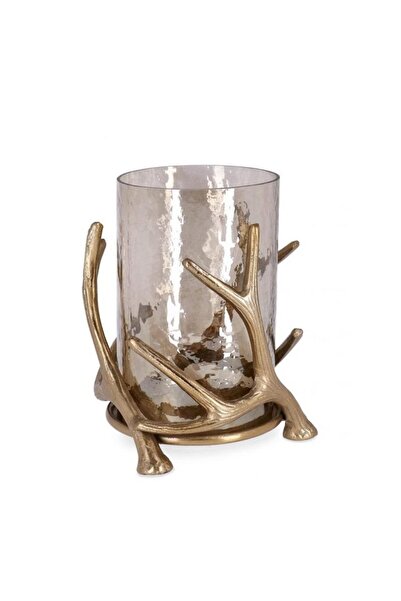 Bizzotto suport lumânare metal-sticlă H10 cm auriu