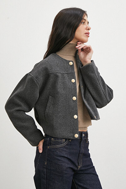 Never more Anti-Racism Bomber Jacket with Elasticated Waist and Buttons