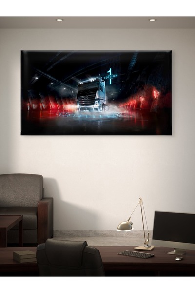 Pikseliart TIR VE TEKNOLOJİ – GECE ATMOSFERİNDE GÜÇLÜ TASARIM MODERN BASKI KA...