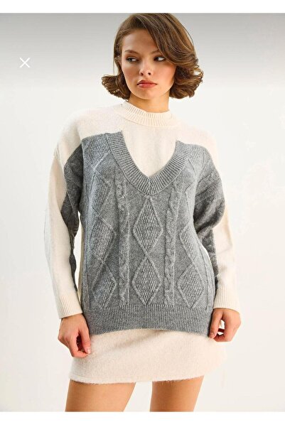 Lupies Women's Mink Two-Collar Knitwear Sweater