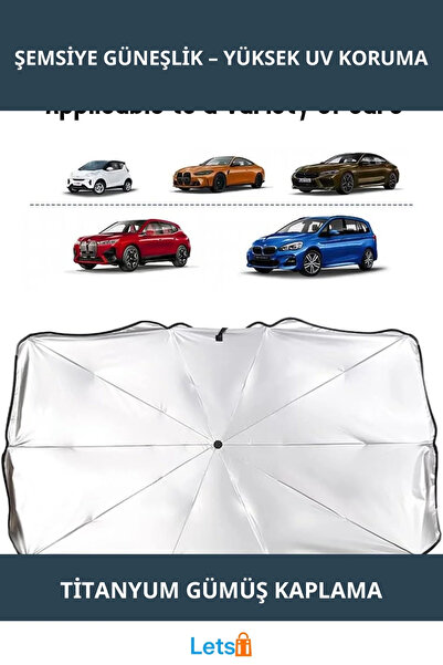 Letsii مظلة شمسية للزجاج الأمامي للسيارة مطلية بالفضة والتيتانيوم مقاس 57.1 ب...