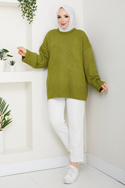 Pamuk Butik Women's Crew Neck Oversize Knitwear Sweater