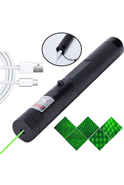 dalimag Green Laser Pointer, YWX, USB Rechargeable, Kaleidoscope Effects, Aluminum, Black