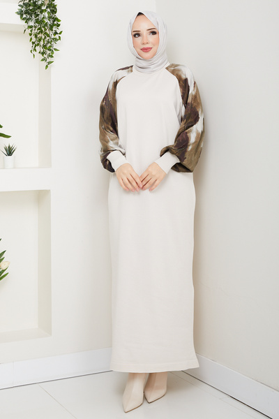 Pamuk Butik Women's Sleeve Silk Cupra Mercerized Knitwear Dress