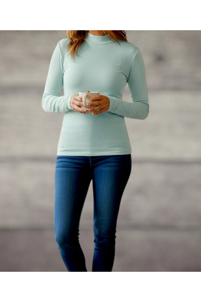 LUAN Helanca Dama tip Maleta, cu Guler, Slimfit, Verde-XS