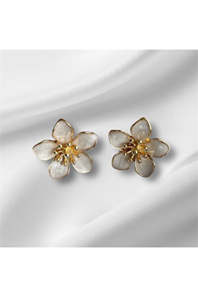 Kmod Life Flower Patterned Pearlescent Steel Earrings