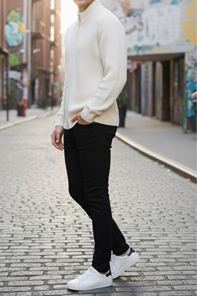 Oksit Loken Full Zip Mock Neck Thick Men's Cardigan