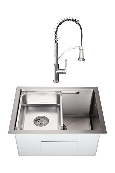 SanDonna KITCHEN SINK SET HD5040 SATIN CHROME + MONA MIXER, SATIN CHROME