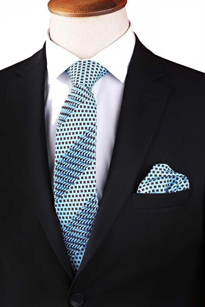 Kravatkolik Πλισέ γραβάτα με μπλε μικρό σχέδιο σε στυλ Pagliara CRK96