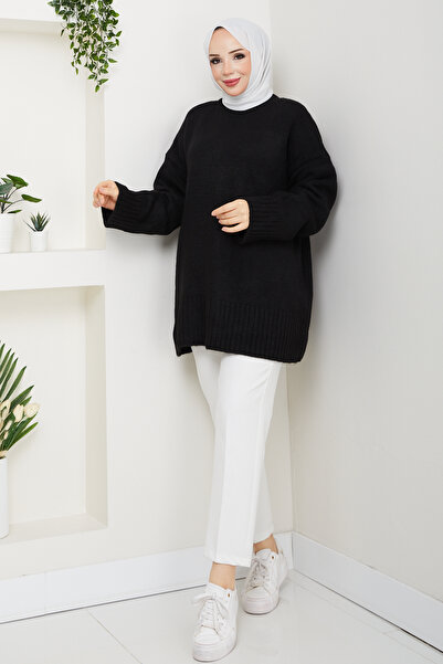 Pamuk Butik Women's Crew Neck Oversize Knitwear Sweater